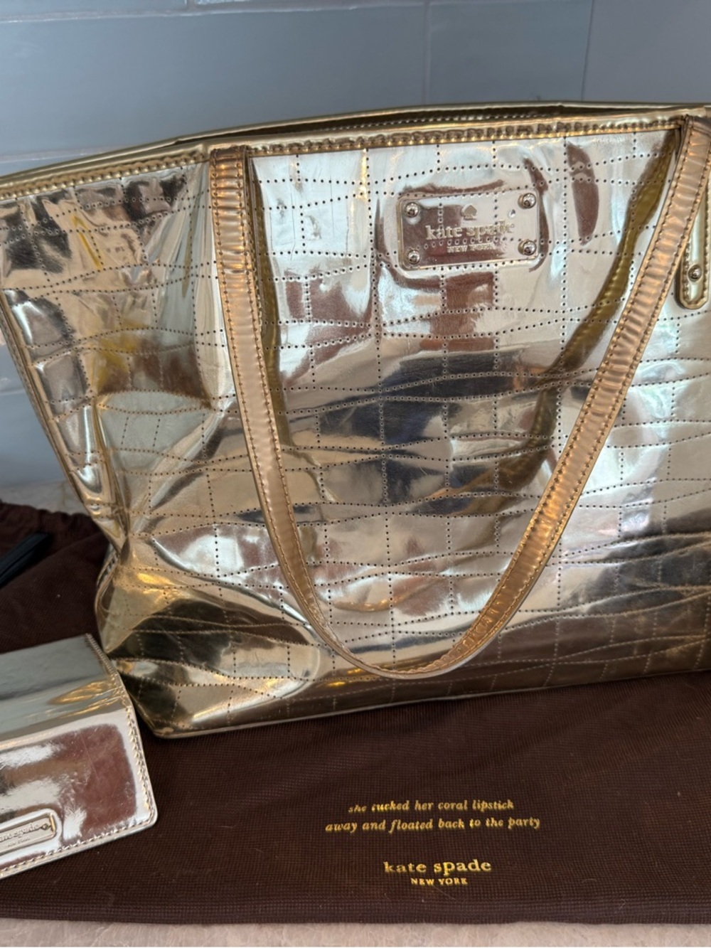 kate spade Metallic Gold Quilted Tote